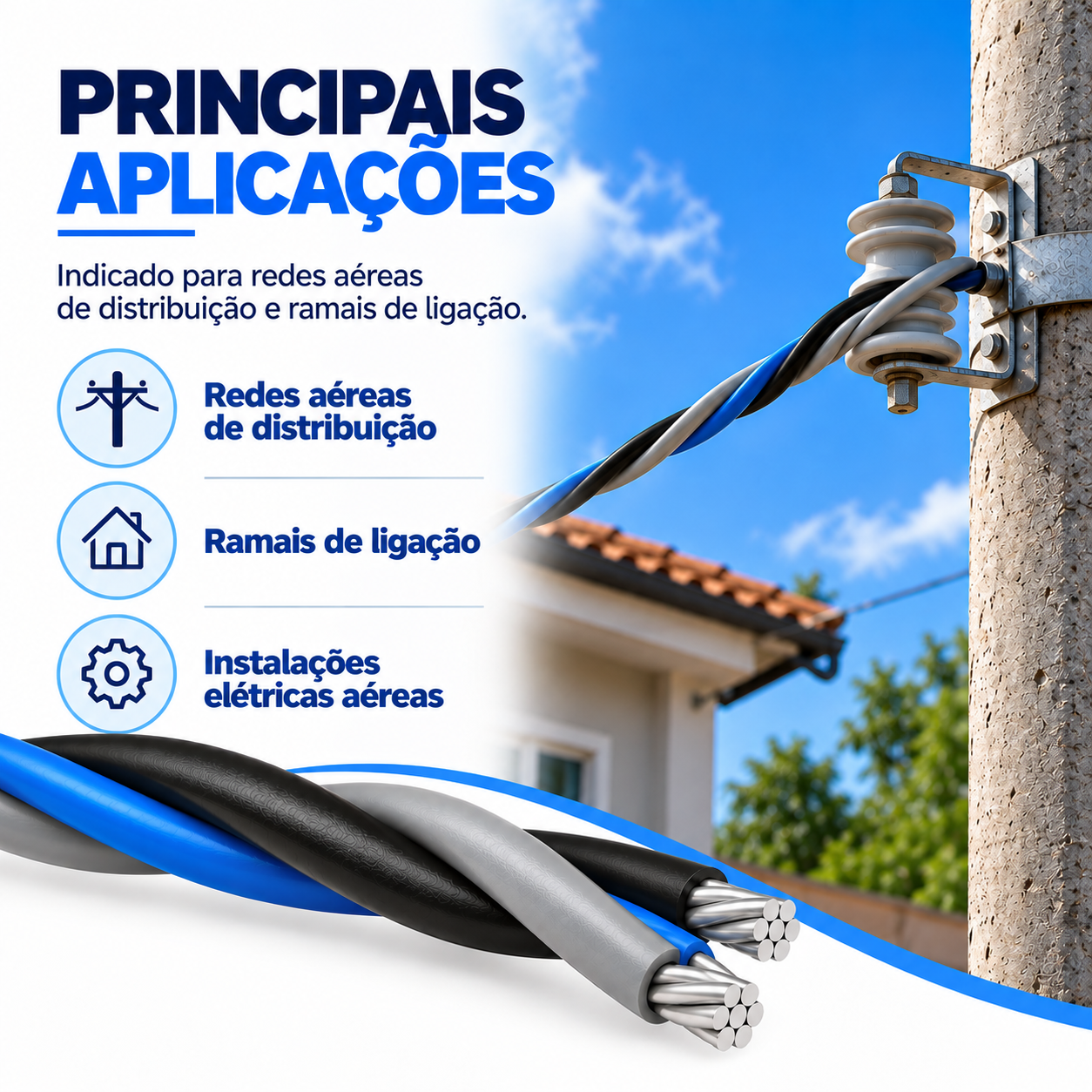 Cabo Alumínio Triplex 150mm - Neutro Isolado - Imagem 3