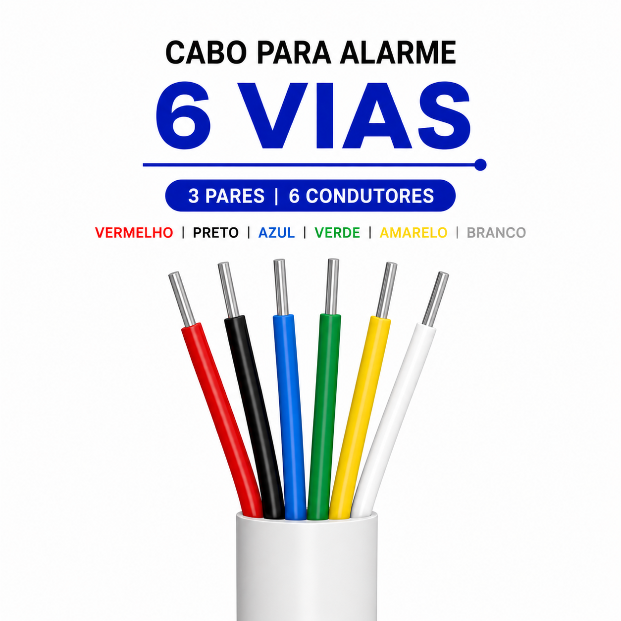 Cabo para Alarme 0,50mm - 6 vias - 100 metros - Imagem 2